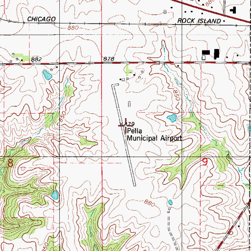 Topographic Map of Pella Municipal Airport, IA