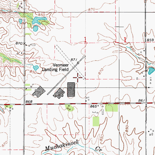 Topographic Map of Vermeer Landing Field (historical), IA