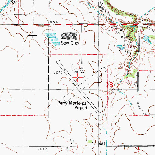 Topographic Map of Perry Municipal Airport, IA
