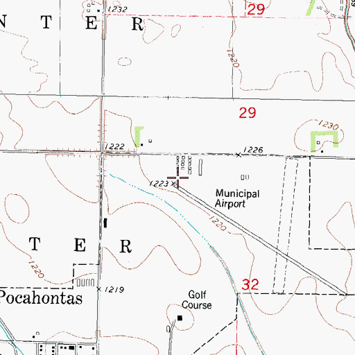 Topographic Map of Pocahontas Municipal Airport, IA