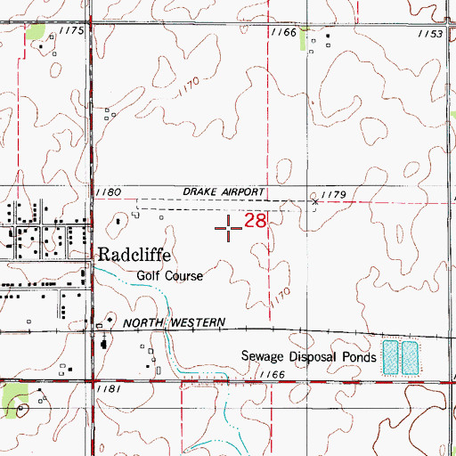 Topographic Map of Drake Airport, IA