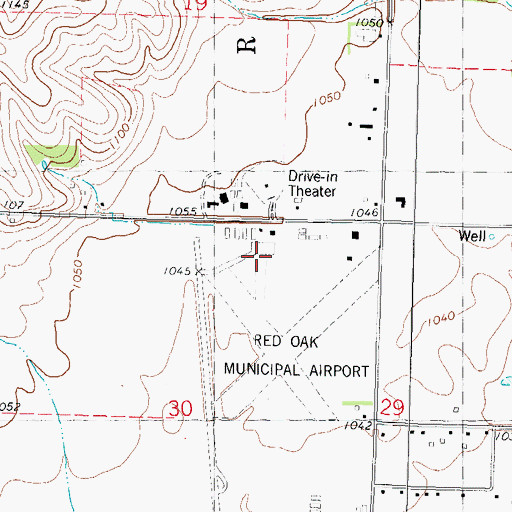Topographic Map of Red Oak Municipal Airport, IA