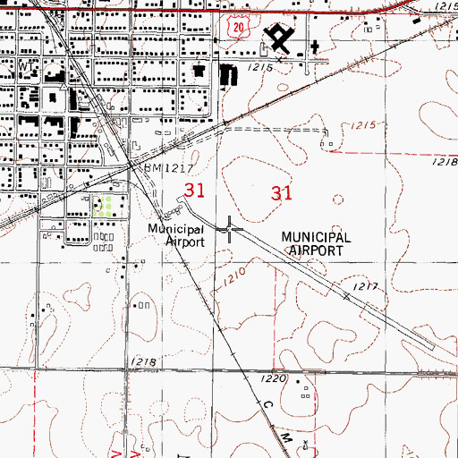 Topographic Map of Rockwell City Municipal Airport, IA
