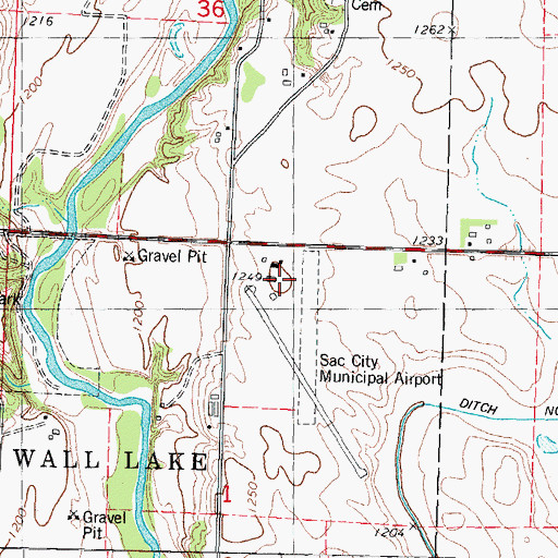 Topographic Map of Sac City Municipal Airport, IA