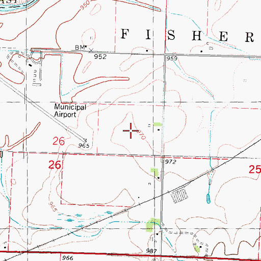 Topographic Map of Shenandoah Municipal Airport, IA