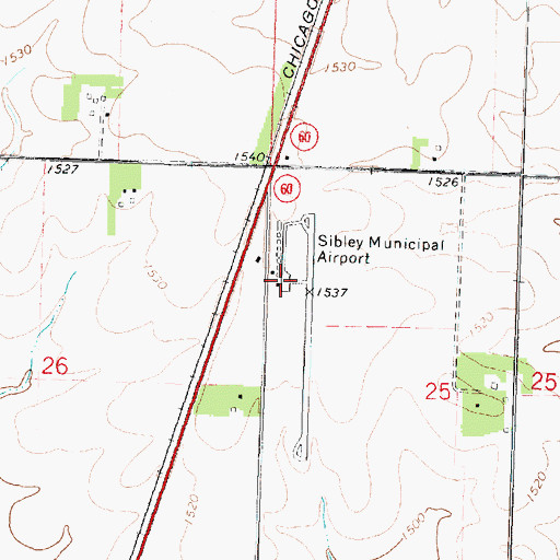 Topographic Map of Sibley Municipal Airport, IA