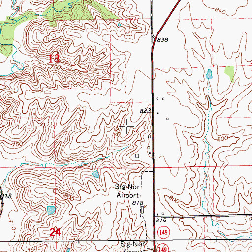 Topographic Map of Sig-Nor Airport (historical), IA