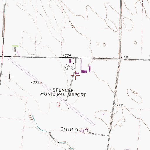 Topographic Map of Spencer Municipal Airport, IA