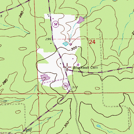 Topographic Map of Blackwell Cemetery, AR