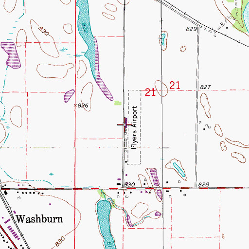 Topographic Map of Flyers Airport, IA