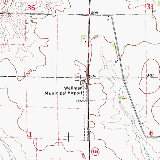 Topographic Map of Murphy Field Private Airport, IA