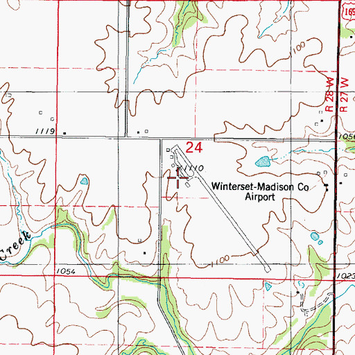 Topographic Map of Winterset Municipal Airport, IA