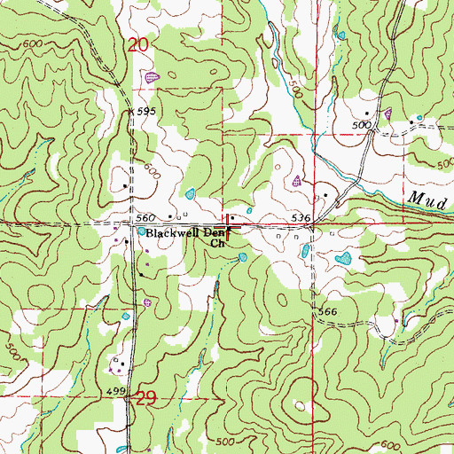 Topographic Map of Blackwell Den Church, AR