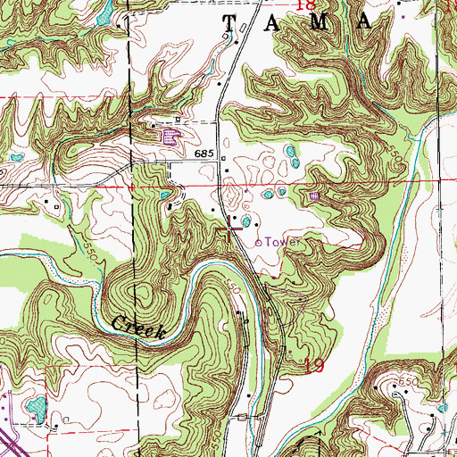 Topographic Map of KCPS-AM (Burlington), IA