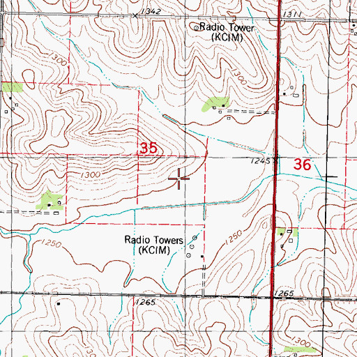 Topographic Map of KCIM-AM (Carroll), IA
