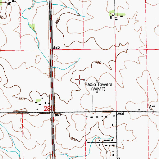 Topographic Map of WMT-AM (Cedar Rapids), IA