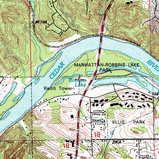 Topographic Map of KMRY-AM (Cedar Rapids), IA