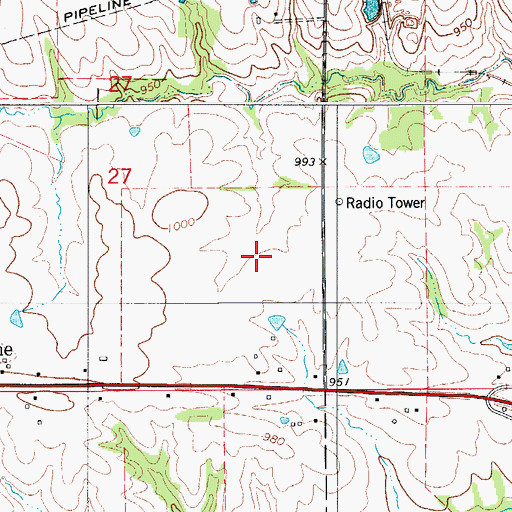 Topographic Map of KCOG-AM (Centerville), IA
