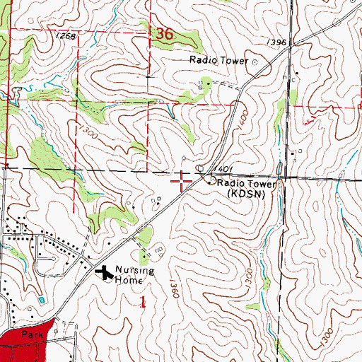 Topographic Map of KDSN-AM (Denison), IA