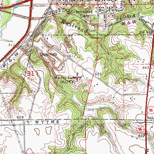 Topographic Map of KOKX-AM (Keokuk), IL