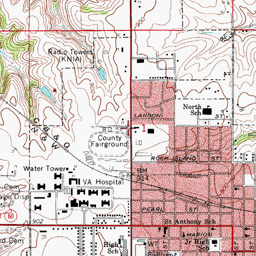 Topographic Map of KNIA-AM (Knoxville), IA