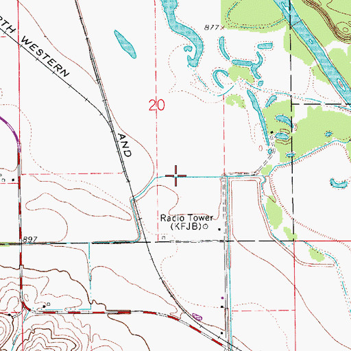 Topographic Map of KFJB-AM (Marshalltown), IA