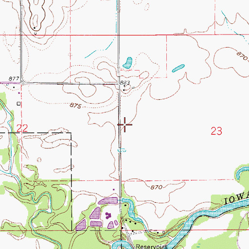 Topographic Map of KDAO-AM (Marshalltown), IA