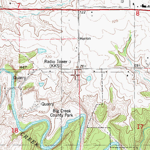 Topographic Map of KILJ-AM (Mount Pleasant), IA