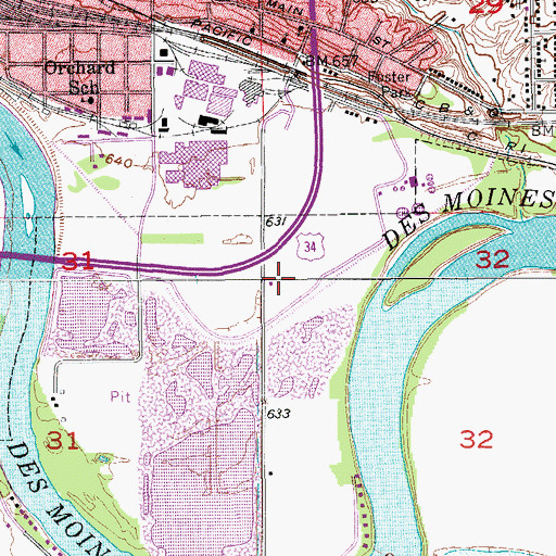 Topographic Map of KBIZ-AM (Ottumwa), IA