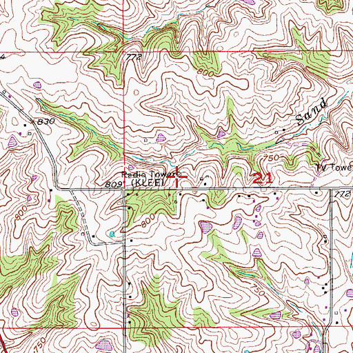 Topographic Map of KLEE-AM (Ottumwa), IA