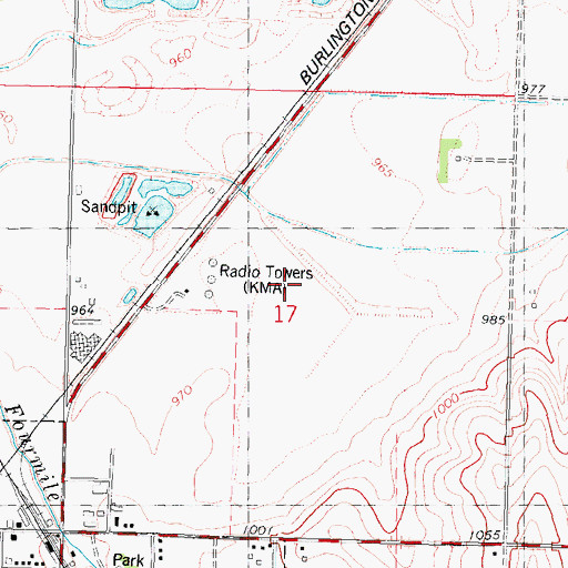 Topographic Map of KMA-AM (Shenandoah), IA