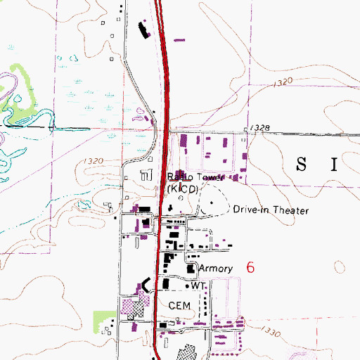 Topographic Map of KICD-AM (Spencer), IA