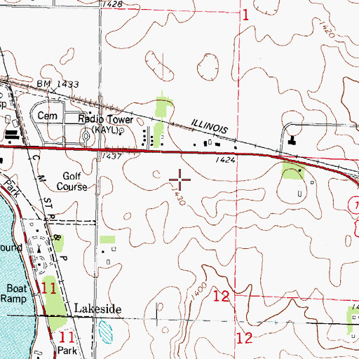Topographic Map of KAYL-AM (Storm Lake), IA