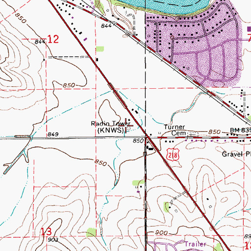 Topographic Map of KNWS-AM (Waterloo), IA