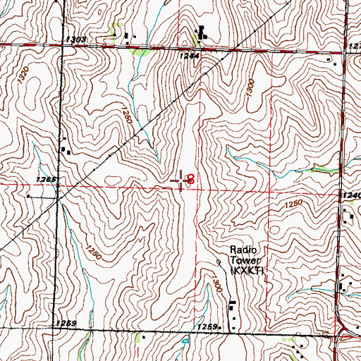 Topographic Map of KXKT-FM (Atlantic), IA