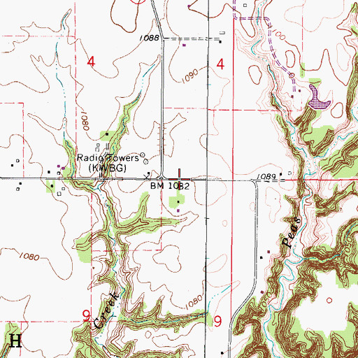 Topographic Map of KWBG-FM (Boone), IA