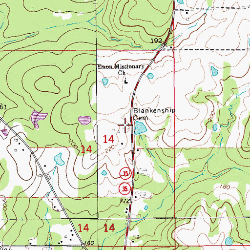 Topographic Map of Blankenship Cemetery, AR