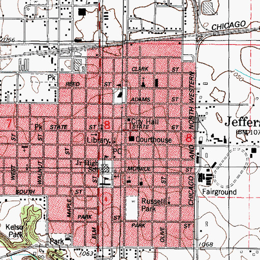 Topographic Map of KLSN-FM (Jefferson), IA