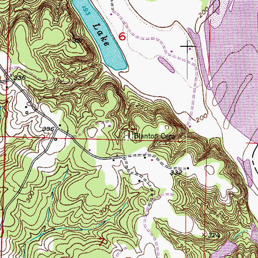 Topographic Map of Blanton Cemetery, AR