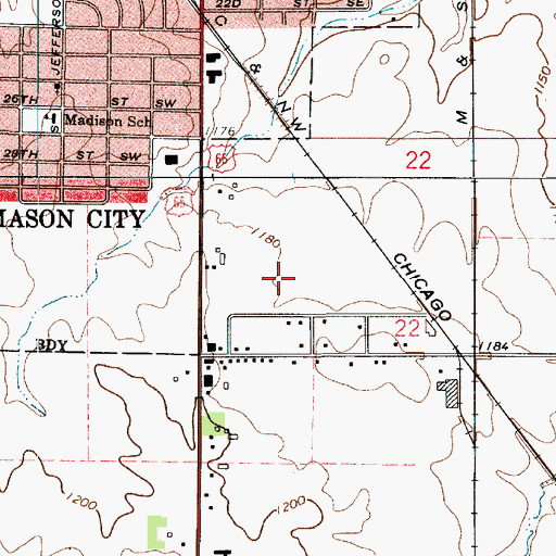 Topographic Map of KCMR-FM (Mason City), IA