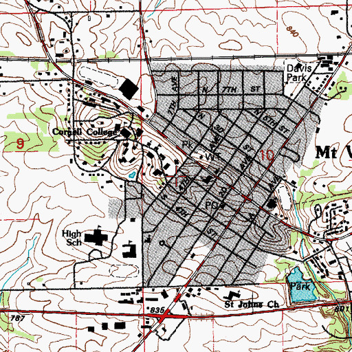 Topographic Map of KRNL-FM (Mount Vernon), IA