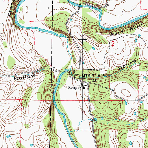 Topographic Map of Blanton Hollow, AR