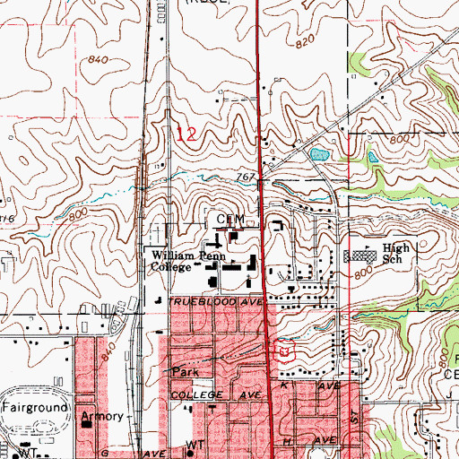 Topographic Map of KIGC-FM (Oskaloosa), IA