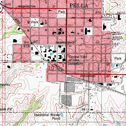 Topographic Map of KCUI-FM (Pella), IA
