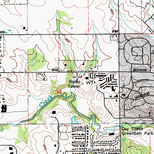 Topographic Map of KOCR-TV (Cedar Rapids), IA