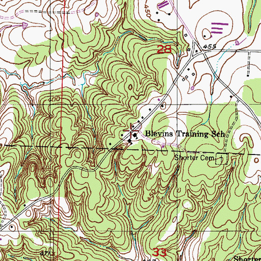 Topographic Map of Blevins Training School, AR
