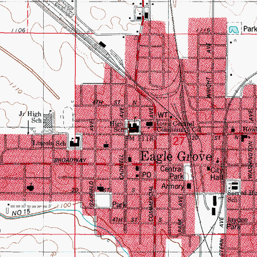 Topographic Map of Eagle Grove High School, IA