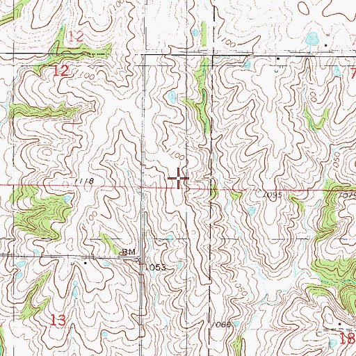 Topographic Map of Green Valley Post Office (historical), IA