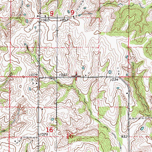 Topographic Map of Morgan, IA
