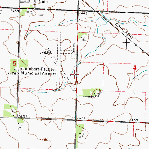 Topographic Map of Lambert Fechter Municipal Airport (historical), IA